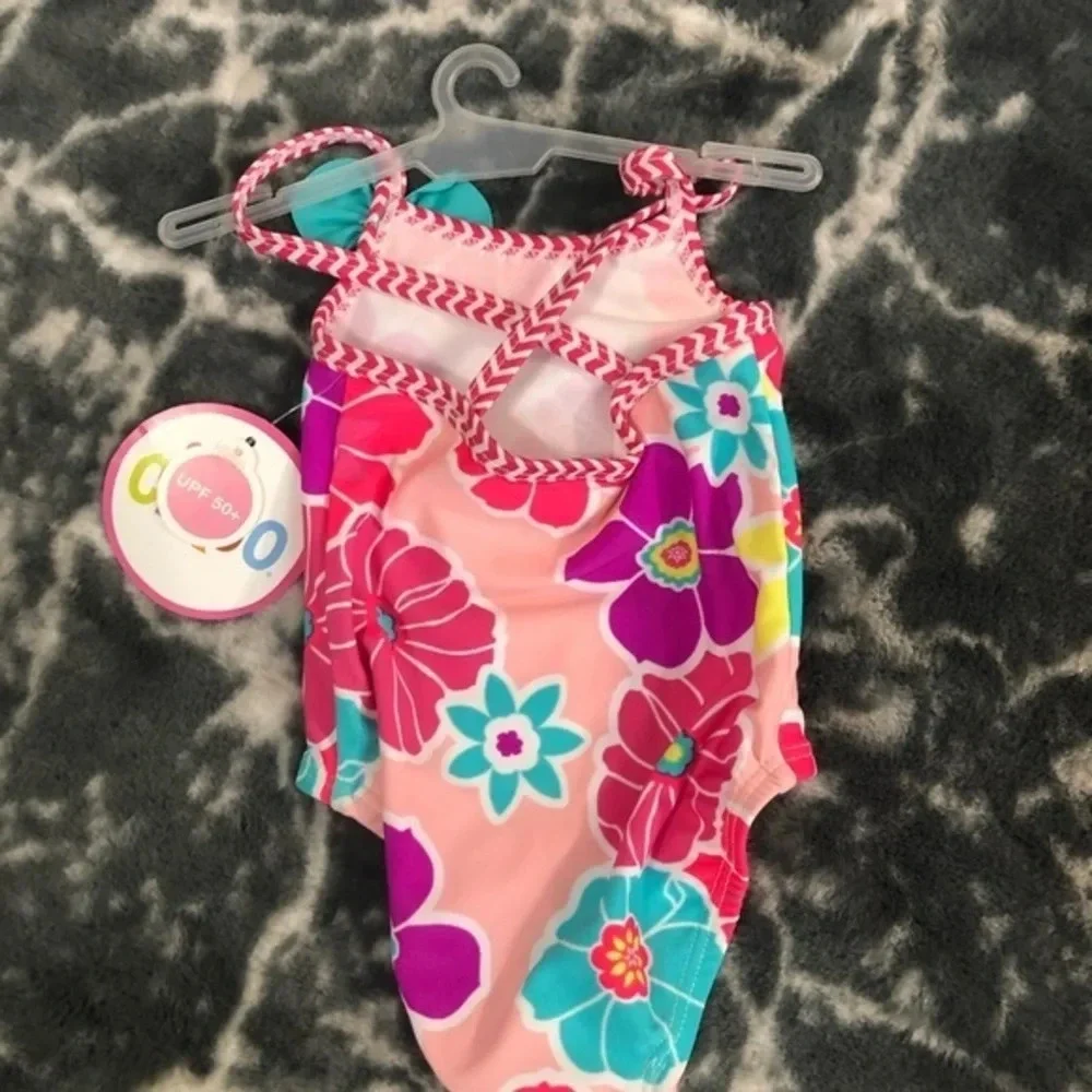 NWT infant baby girl 1pc floral swimsuit